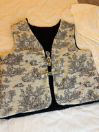 Gilet berger réversible noir toile de jouy