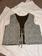 Gilet berger réversible kaki fleur