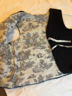 Gilet berger réversible noir toile de jouy