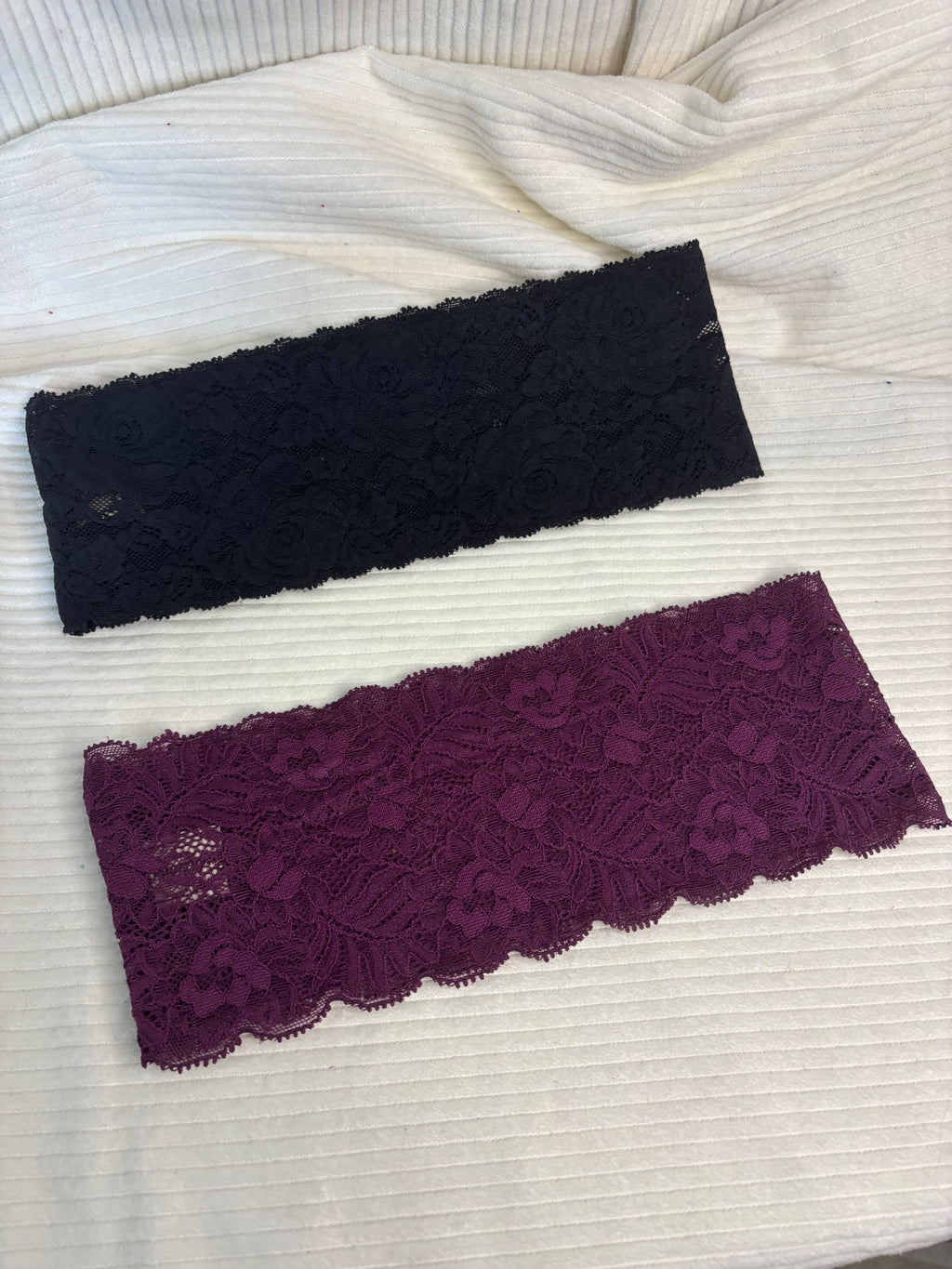 Lot de 2 bandeaux en dentelle large