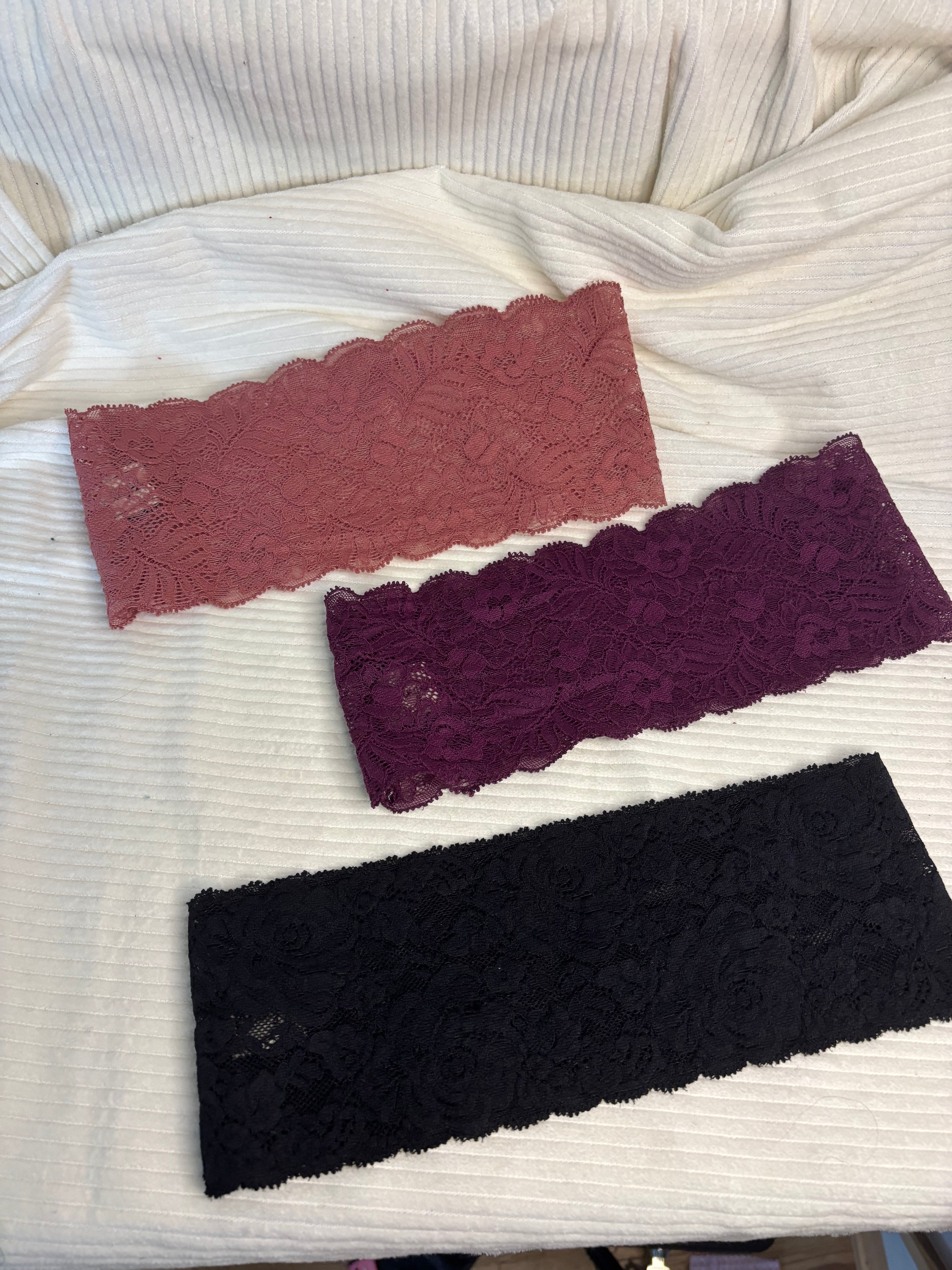 Lot de 3 bandeaux en dentelle large